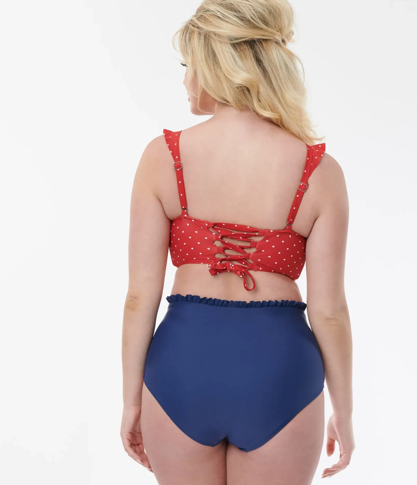 Unique Vintage Swim Tops|All Things Red>Red & White Pin Dot Southampton Swim Top