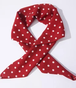 Unique Vintage All Things Red|Hair Scarves>Red & White Polka Dot Hair Scarf