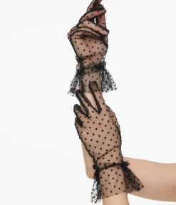Unique Vintage All Things Black|Gloves & Scarves>1950s Black Dot Mesh Gloves
