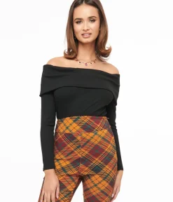 Unique Vintage All Things Black>1960s Black Folded Shoulder Knit Top