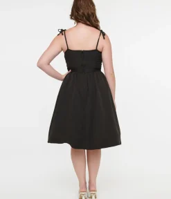 Unique Vintage Swing|Pocket Dresses>1950s Black & Glow in the Dark Skeleton Bobbie Swing Dress