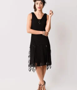 Unique Vintage Everyday Dresses|Special Occasion>1920s Black Hemingway Flapper Dress