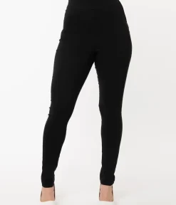 Unique Vintage Pants|All Things Black>1950s Black High Waist Rizzo Cigarette Pants
