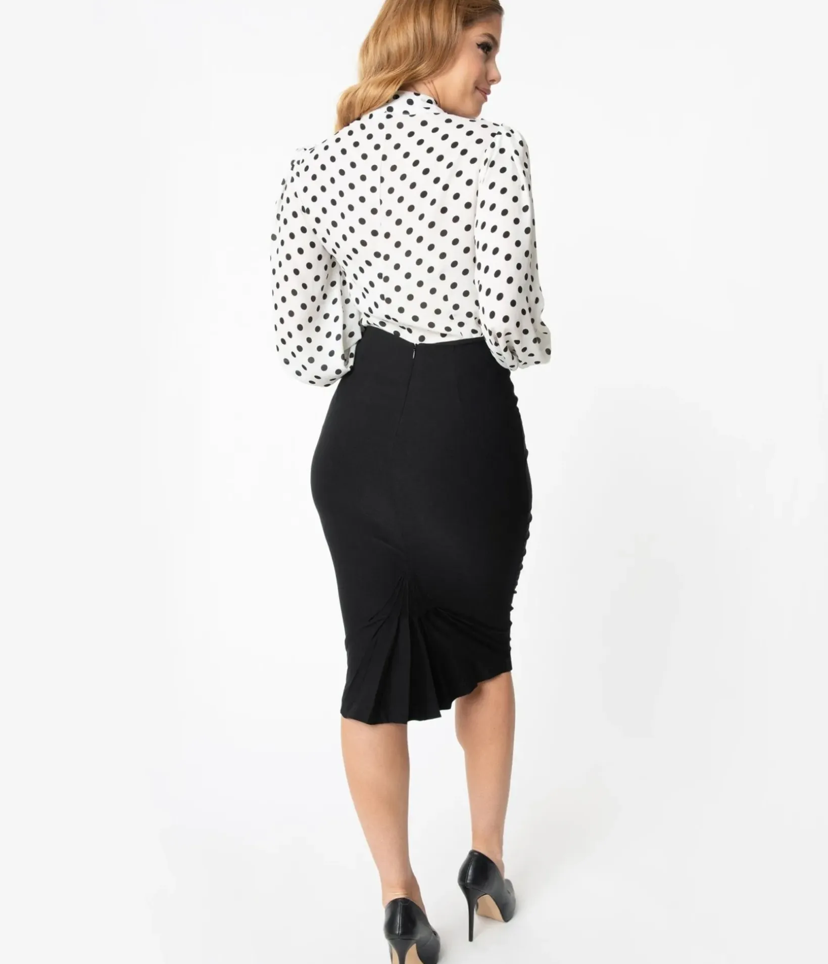 Unique Vintage Skirts|All Things Black>1950s Black High Waist Tracy Wiggle Skirt