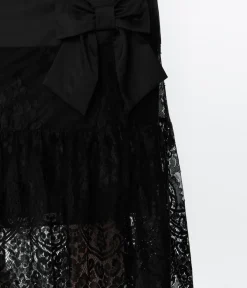 Unique Vintage Everyday Dresses|Special Occasion>1920s Black Lace & Bow Flapper Dress
