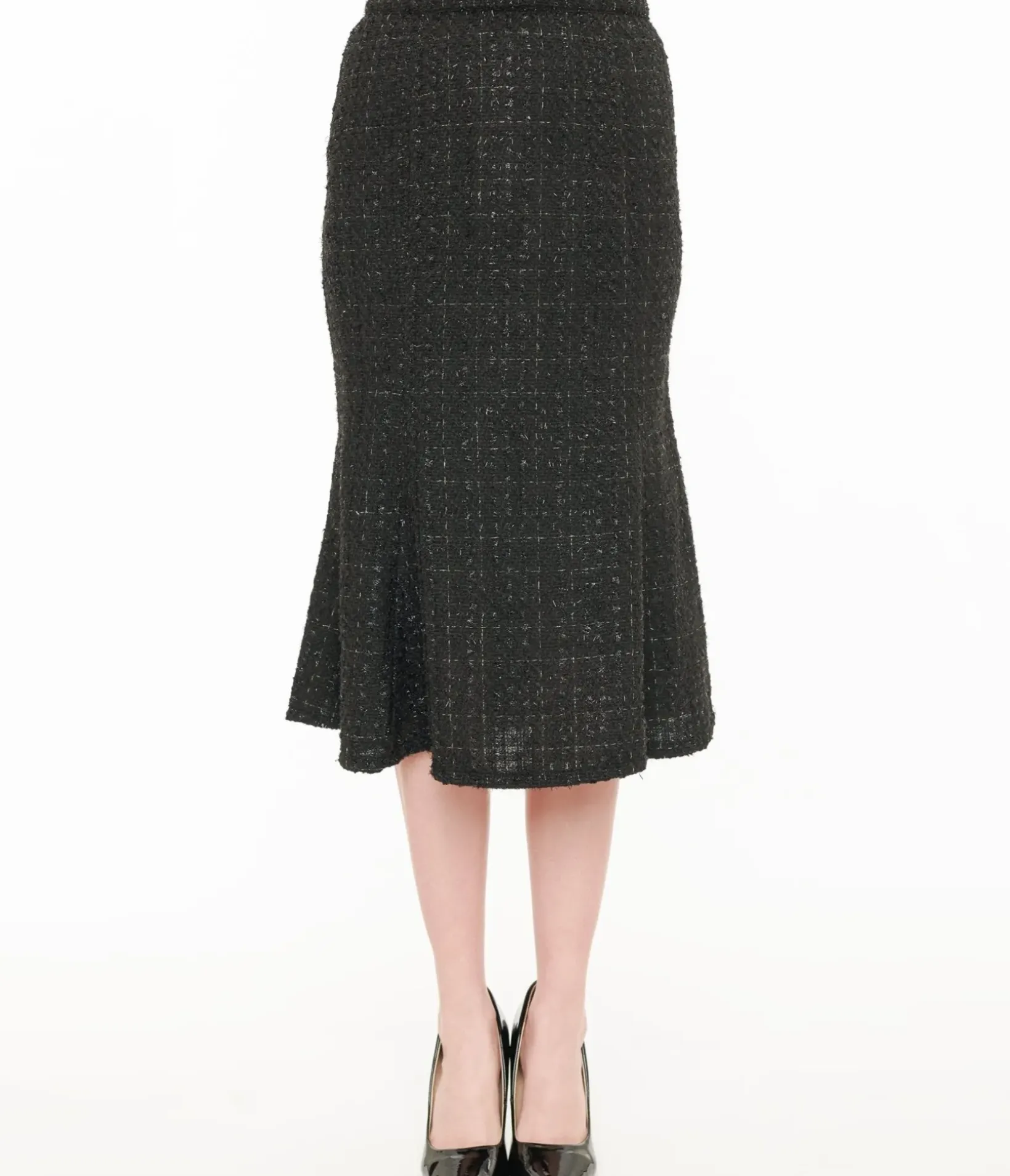 Unique Vintage Skirts|All Things Black>1940s Black Lurex Tweed Tina Trumpet Skirt