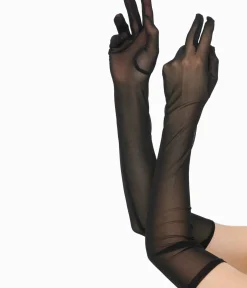 Unique Vintage Special Occasion|All Things Black>1920s Black Mesh Elbow Length Gloves