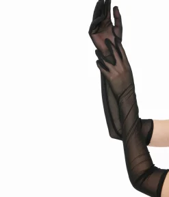 Unique Vintage Special Occasion|All Things Black>1920s Black Mesh Elbow Length Gloves