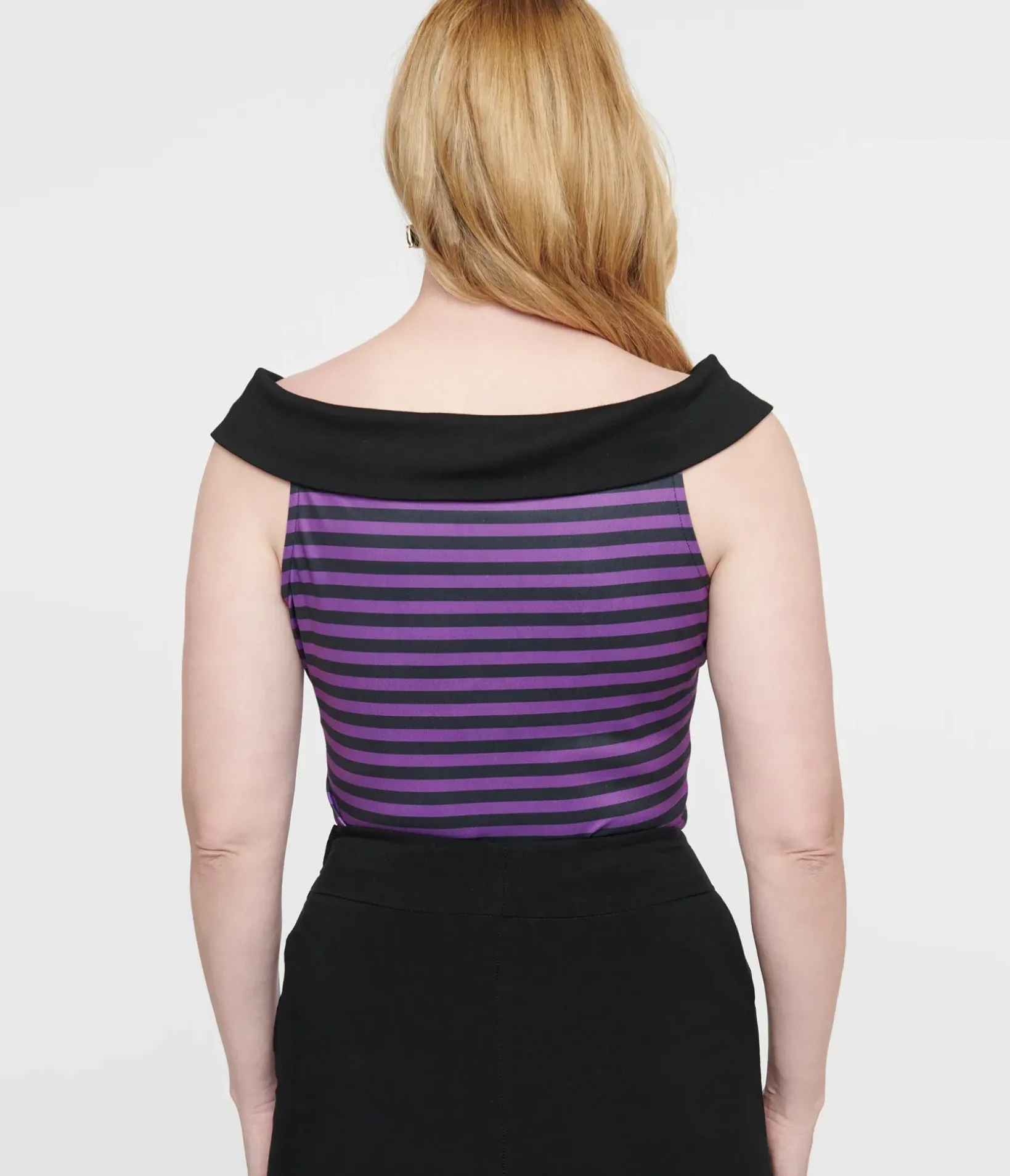 Unique Vintage All Things Black|Halloween>1950s Black & Purple Stripe Maraschino Top