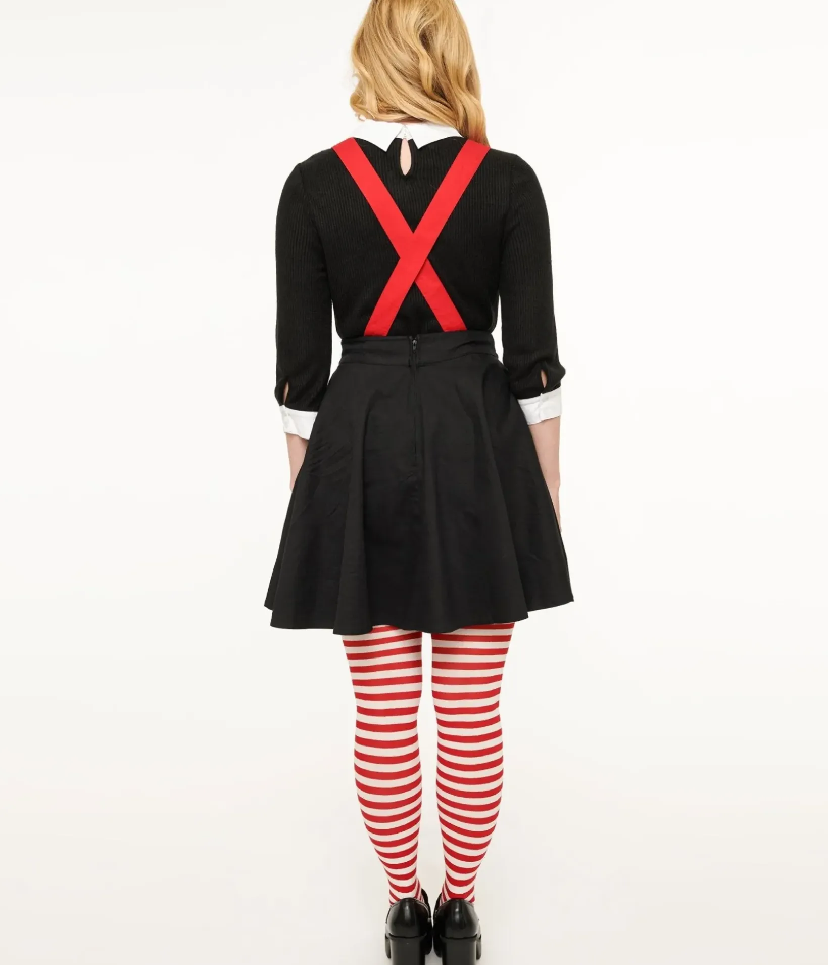 Unique Vintage Skirts|All Things Red>1950s Black & Red Snowman Snow Globe Pinafore