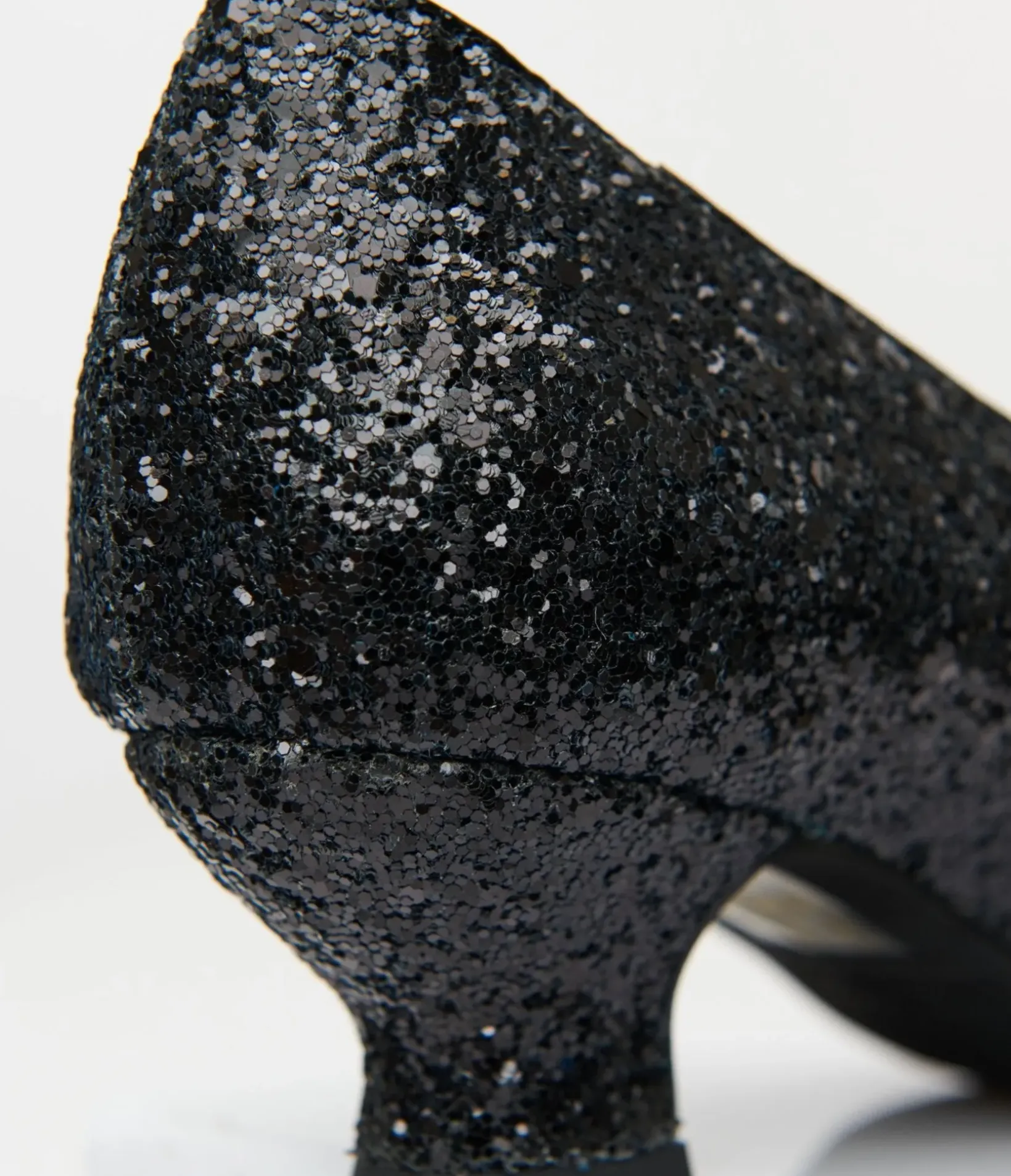 Unique Vintage Special Occasion|All Things Black>1950s Black Sparkle Pointed Kitten Heels