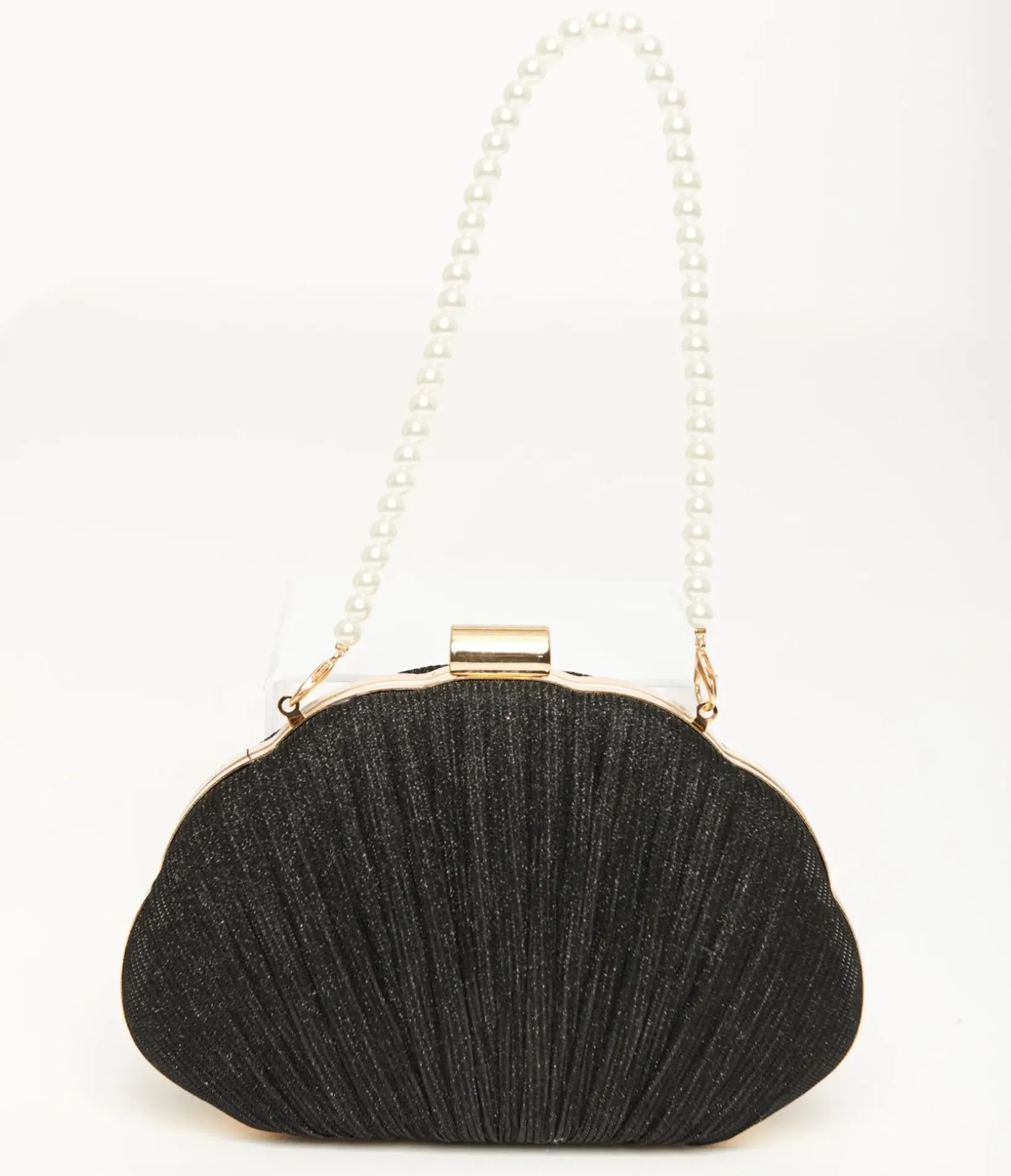 Unique Vintage All Things Black>1950s Black Sparkle Scallop Handbag