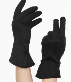 Unique Vintage All Things Black|Gloves & Scarves>1950s Black Suede Gloves