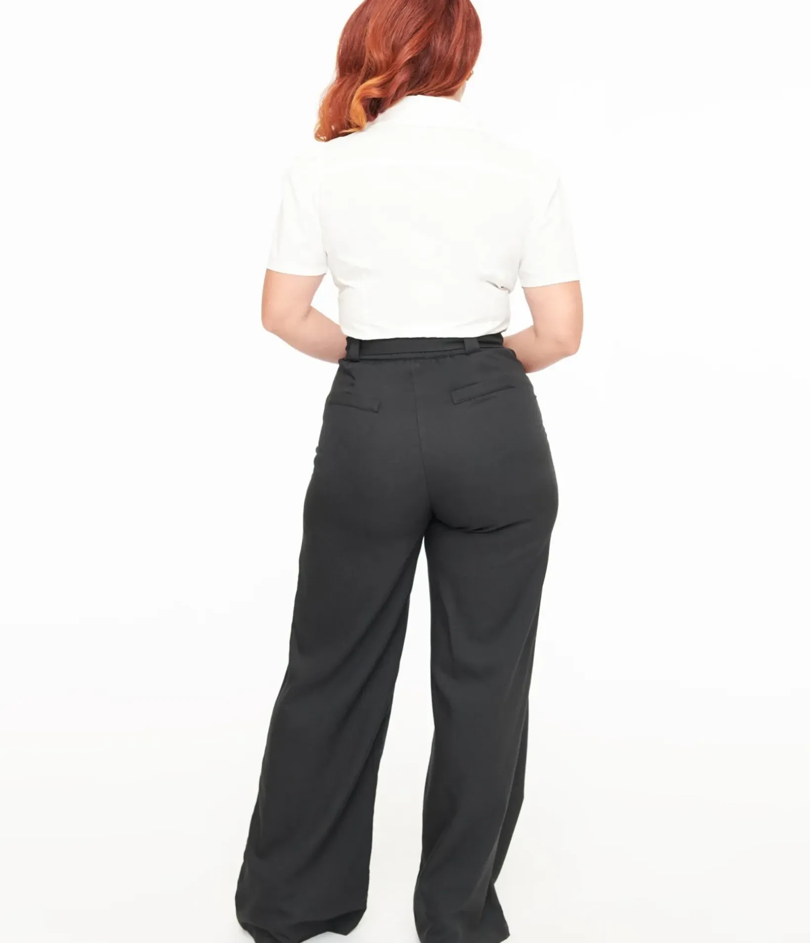 Unique Vintage Pants|All Things Black>1950s Black Wide Leg Trousers