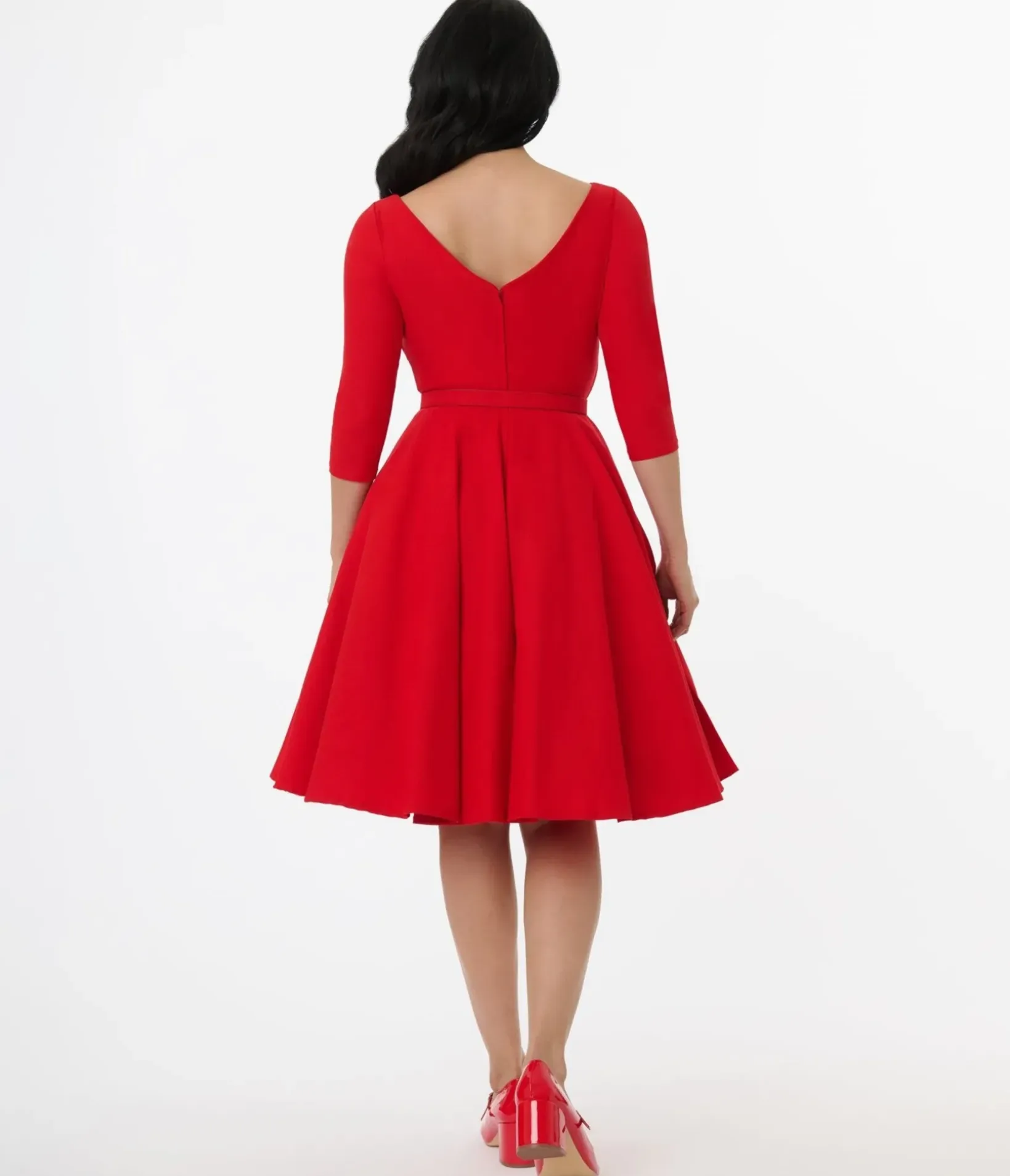 Unique Vintage Swing|Pocket Dresses>1950s Bright Red Devon Swing Dress