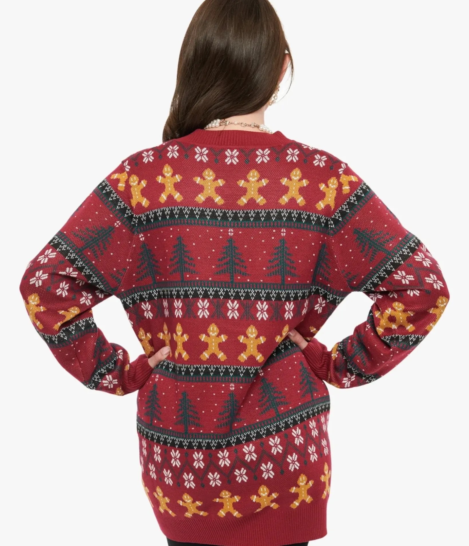 Unique Vintage Sweaters & Cardigans>1960s Burgundy Gingerbread Fair Isle Cardigan
