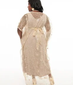 Unique Vintage Maxi|Caftans>1960s Champagne Celestial Sequin Caftan