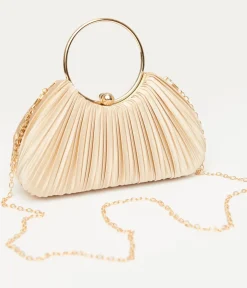 Unique Vintage Special Occasion|Flapper Accessories>1920s Champagne Pleated Handbag