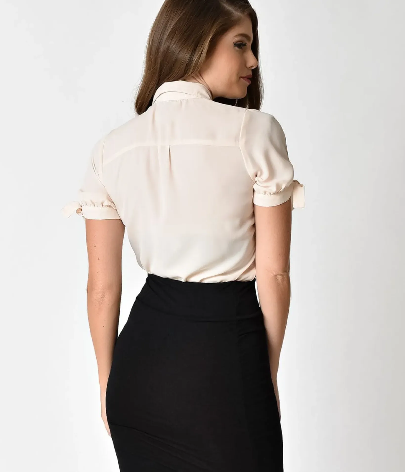 Unique Vintage Blouses|Work Wear>1940s Cream Short Sleeve Colvin Blouse