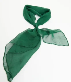 Unique Vintage Hair Scarves|Gloves & Scarves>1950s Dark Green Chiffon Hair Scarf