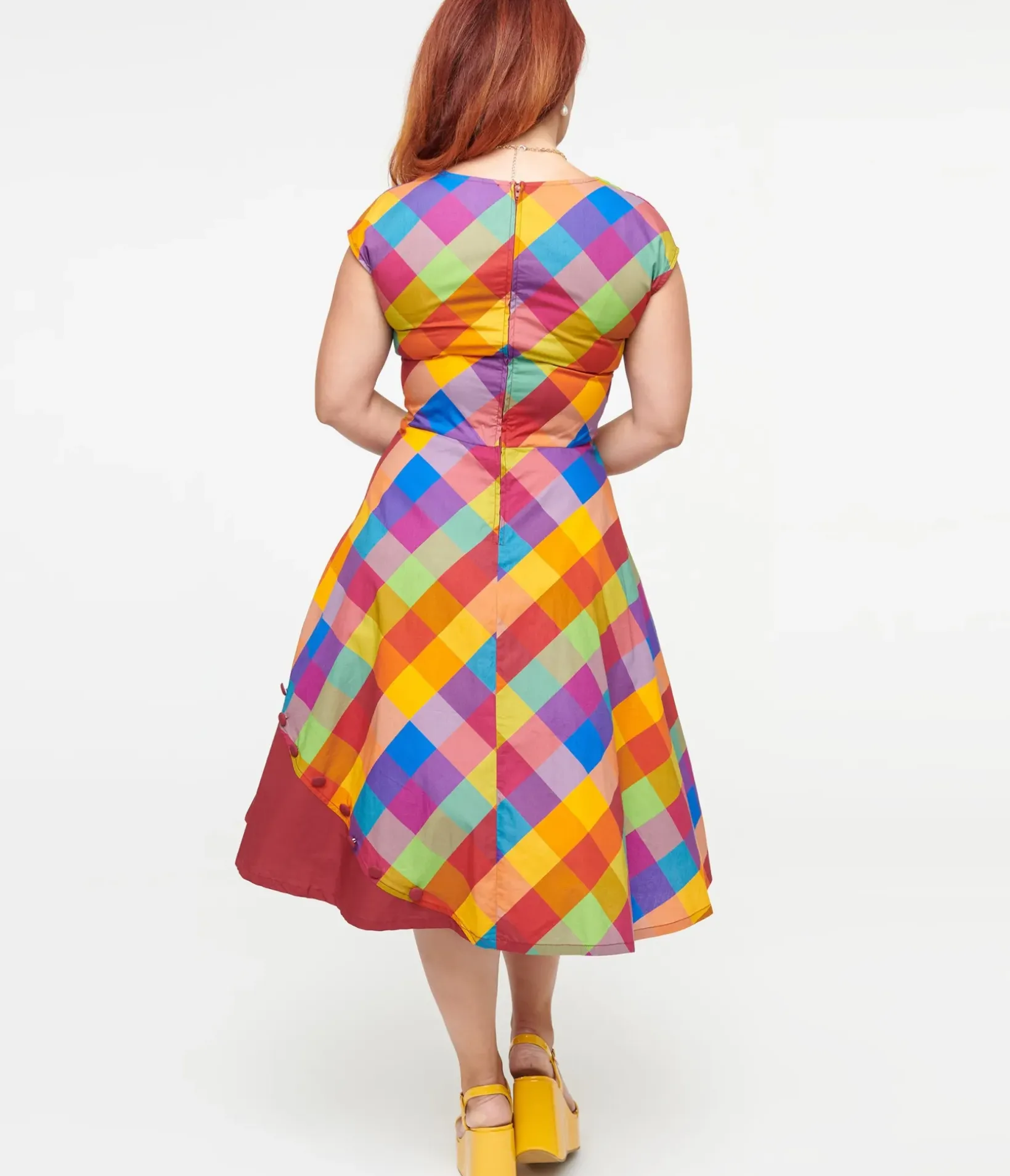 Unique Vintage Swing|Everyday Dresses>1950s Fall Madras Plaid Swing Dress