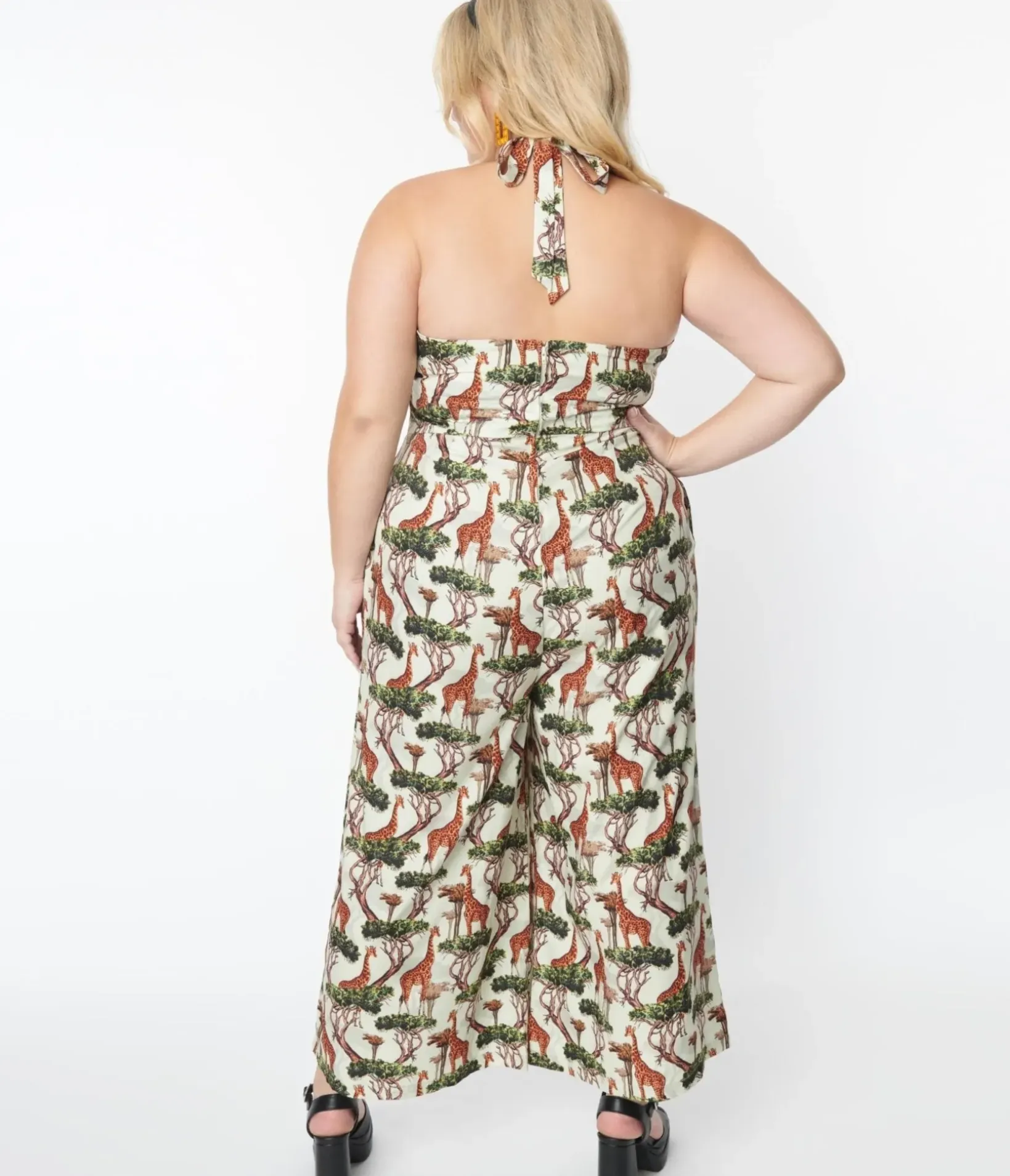 Unique Vintage Rompers & Jumpsuits|Rompers & Jumpsuits>1970s Giraffe Print Halter Jumpsuit