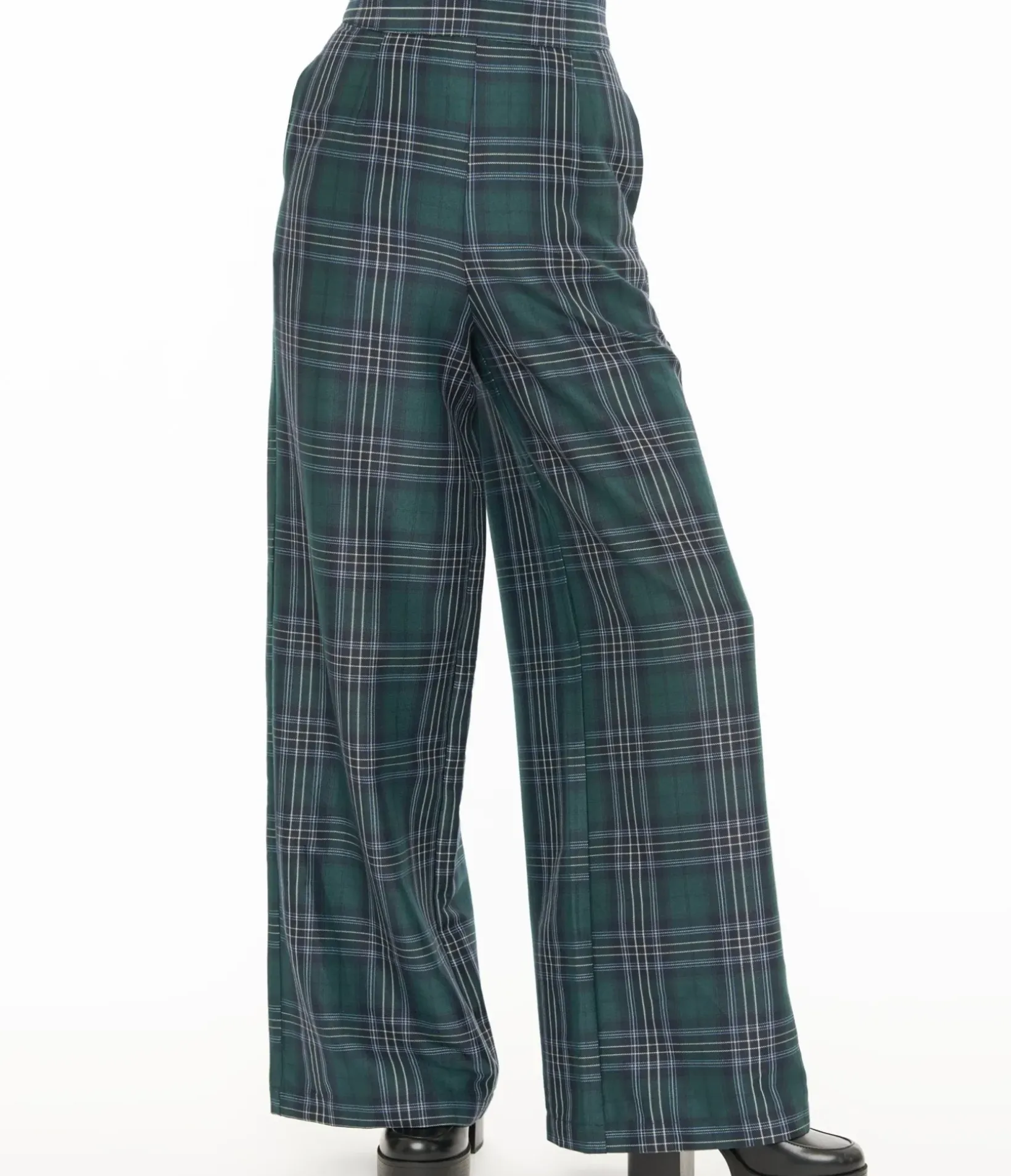 Unique Vintage Pants|Work Wear>1940s Green & Black Plaid High Waist Pants