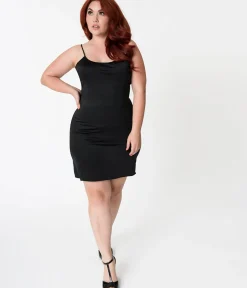 Unique Vintage Special Occasion|All Things Black>Short Black Stretch Slip