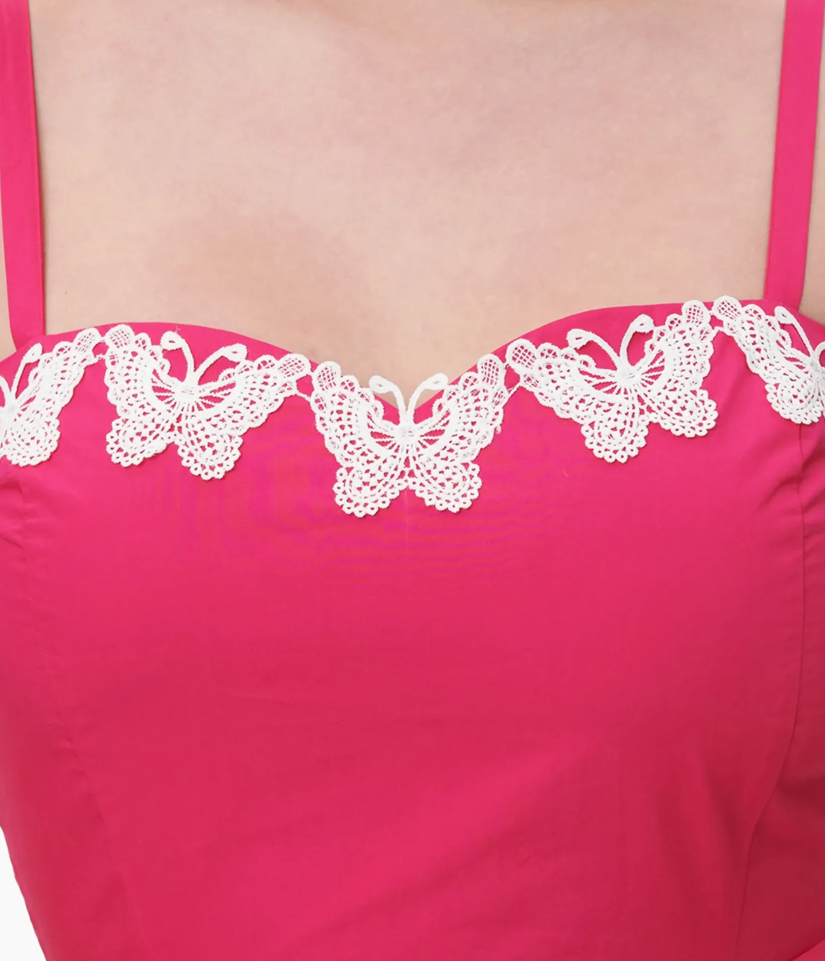 Unique Vintage Rompers & Jumpsuits|All Things Pink>1950s Hot Pink & White Butterfly Ossining Romper