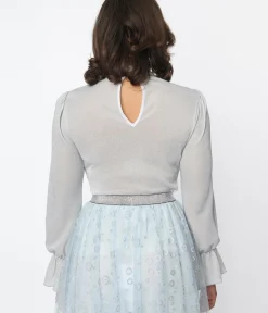 Unique Vintage Work Wear>Silver Mesh Donna Blouse