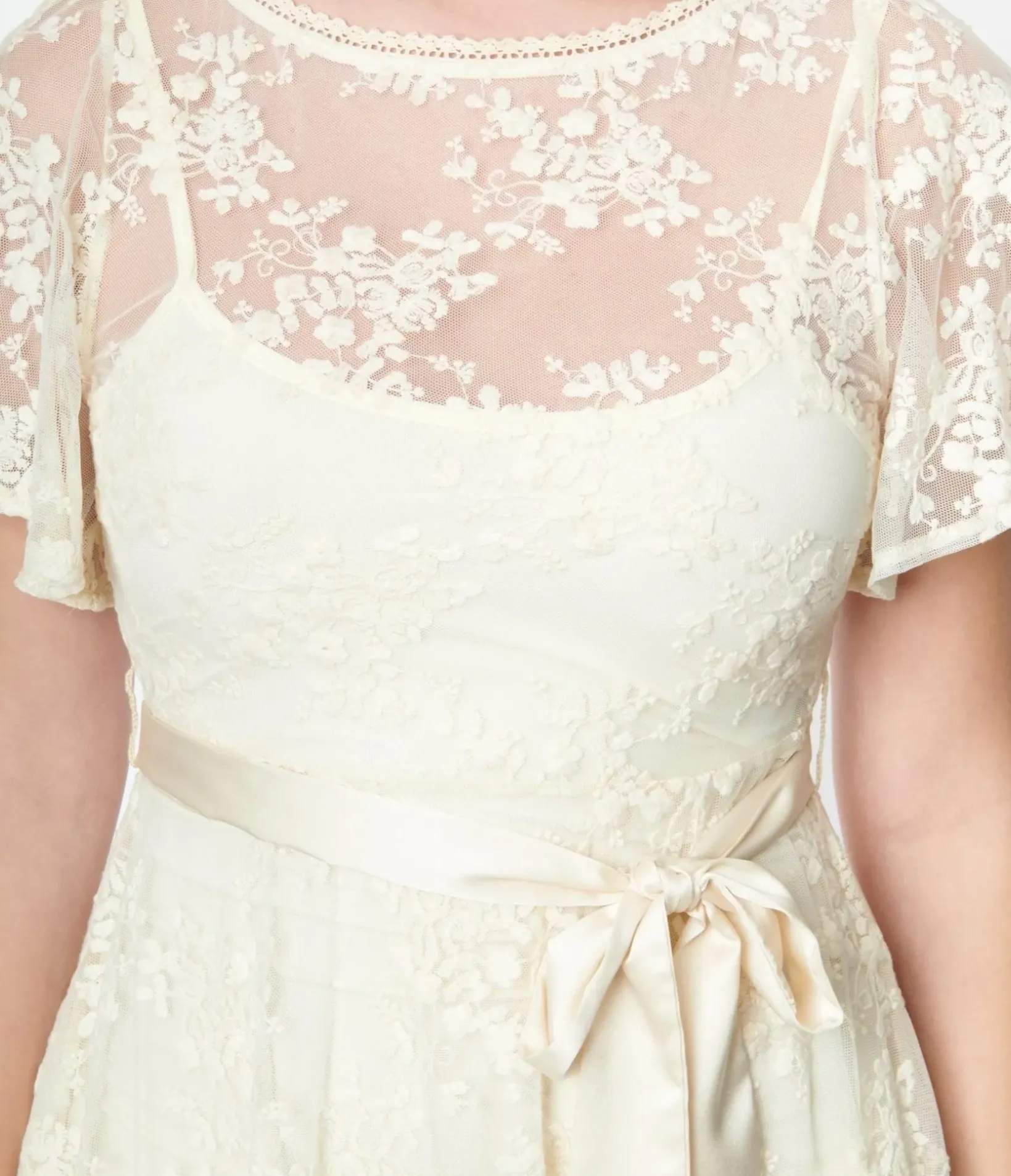 Unique Vintage Swing|Everyday Dresses>1930s Ivory Floral Lace Bridal Swing Dress