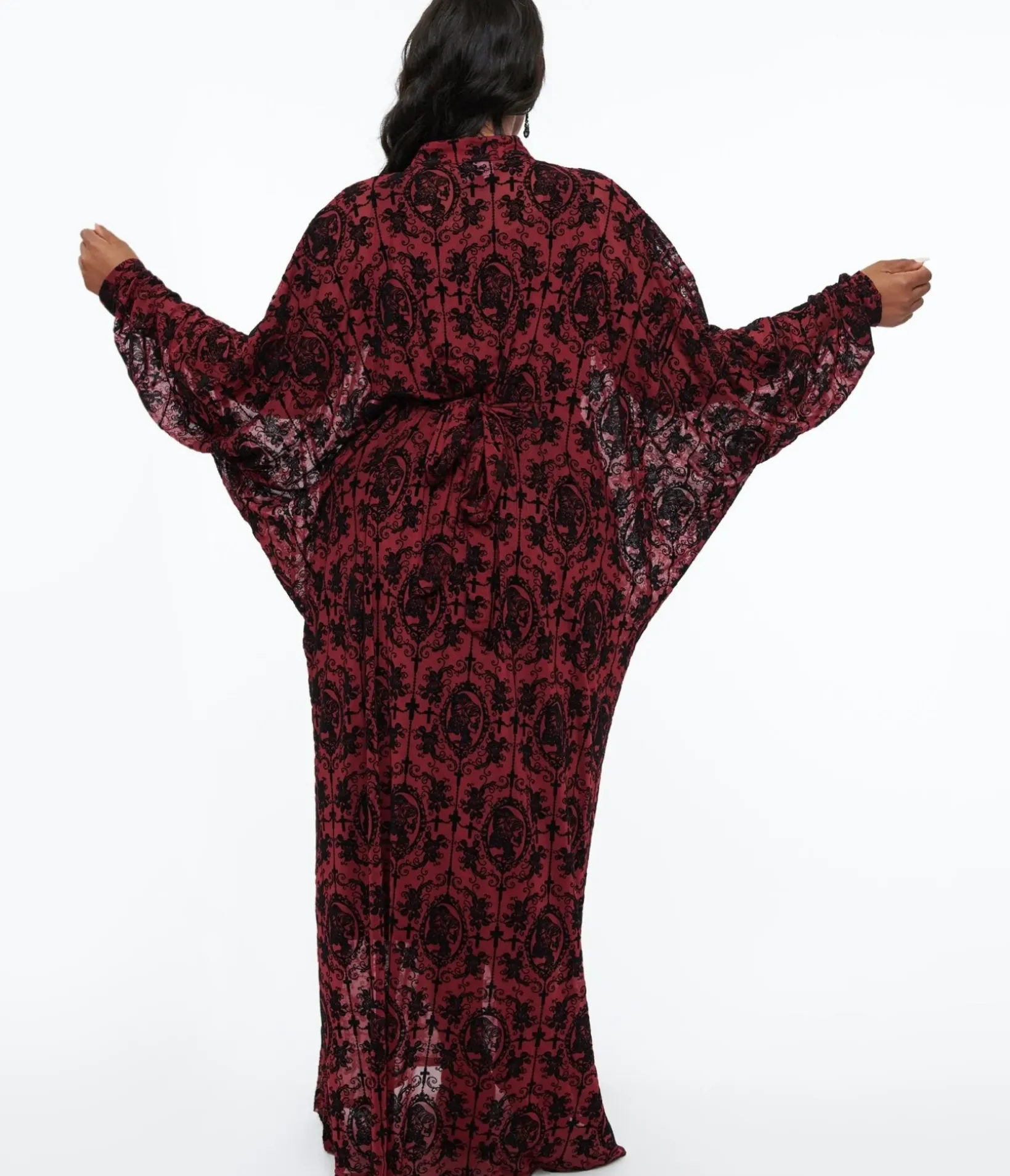 Unique Vintage Maxi|Caftans>1970s La Caterina Burgundy High Neck Caftan