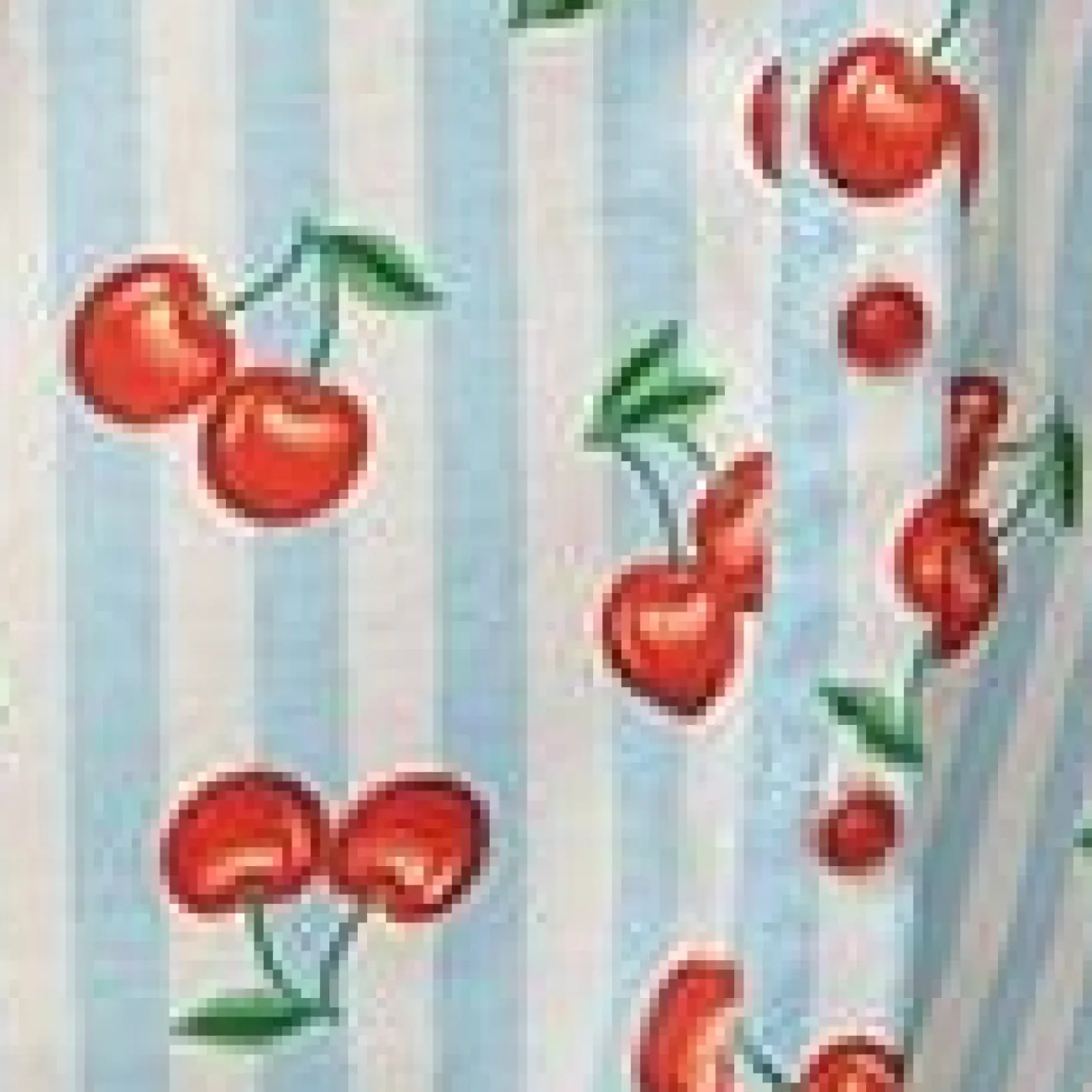 Unique Vintage Maxi>1940s Light Blue Stripe & Cherry Print Midi Dress