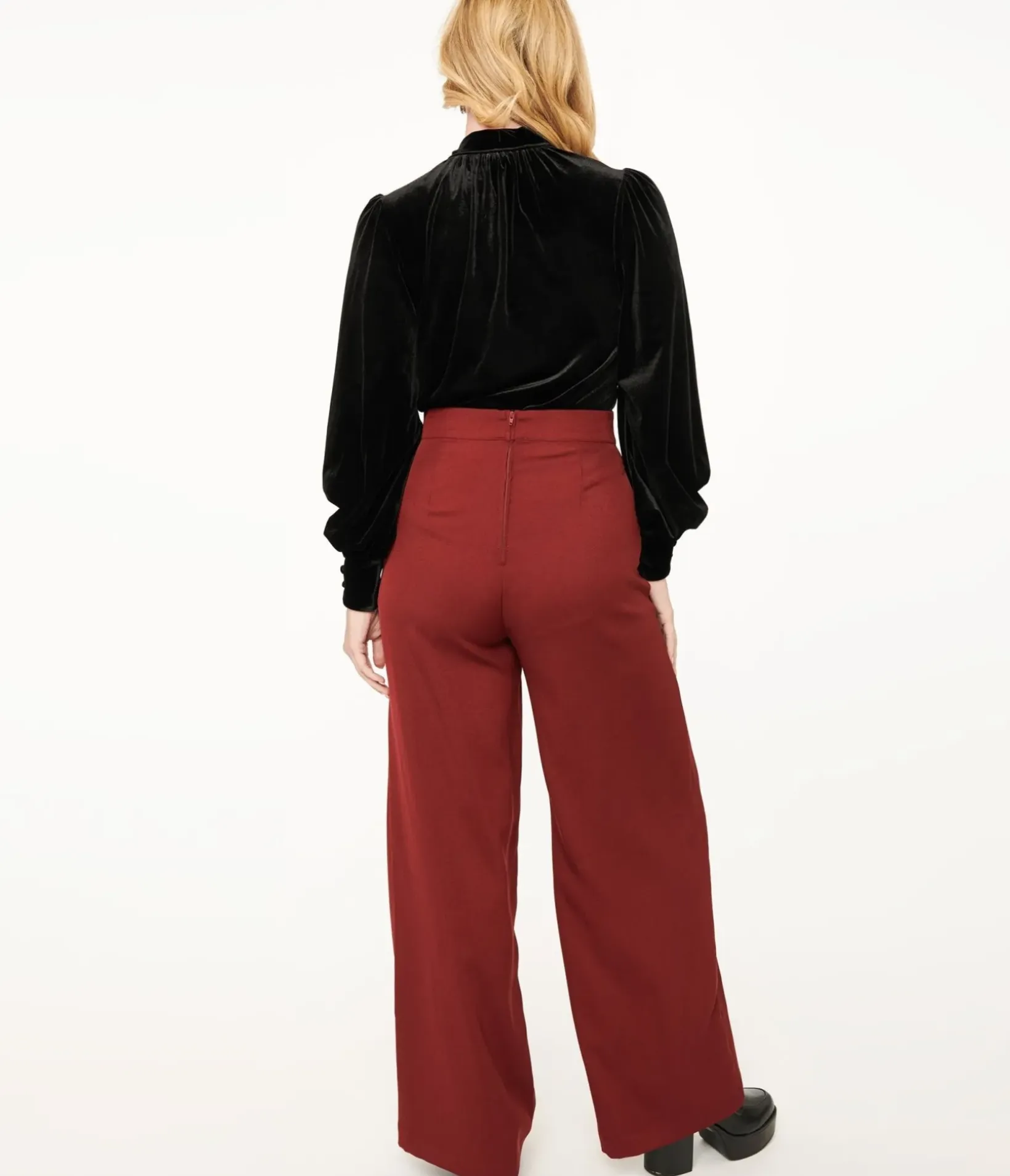 Unique Vintage Pants|Work Wear>1940s Merlot High Waist Pants