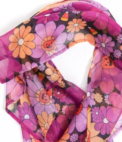 Unique Vintage All Things Black|Halloween>1950s Mod Floral Pumpkin Halloween Hair Scarf