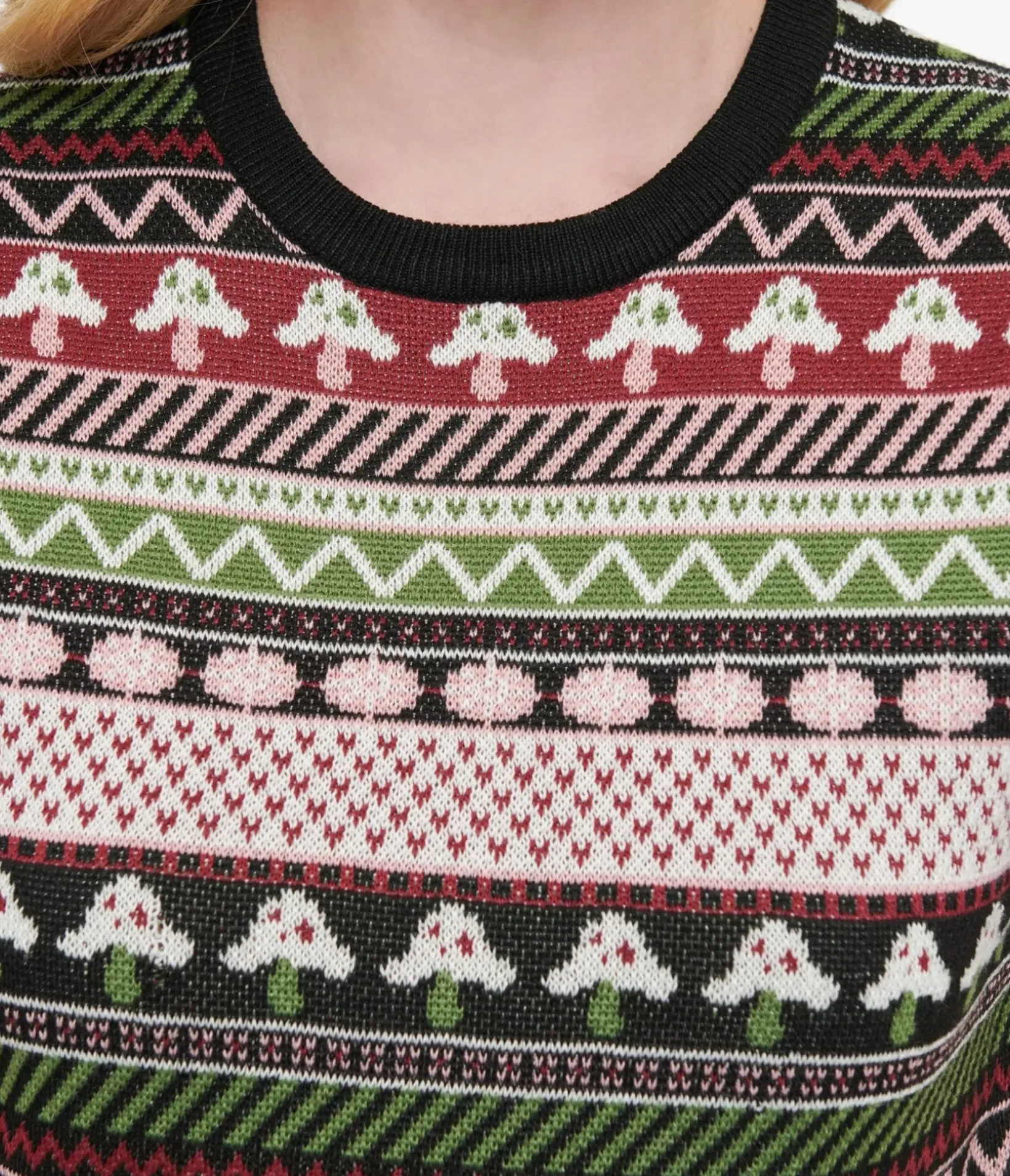 Unique Vintage Sweaters & Cardigans>1950s Mushroom Jacquard Sweater