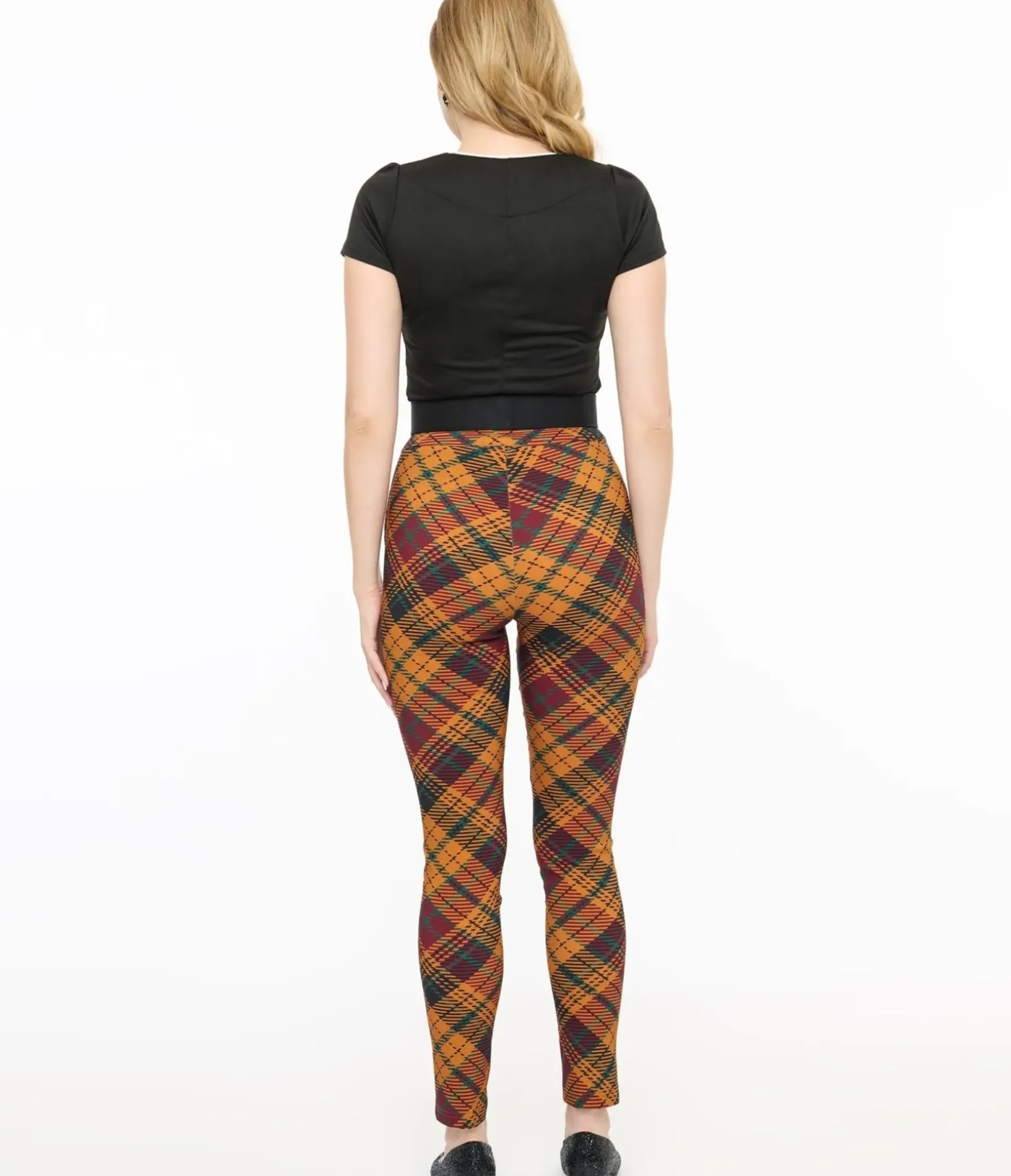 Unique Vintage Pants|Work Wear>1960s Mustard & Burgundy Plaid High Waist Cigarette Pants