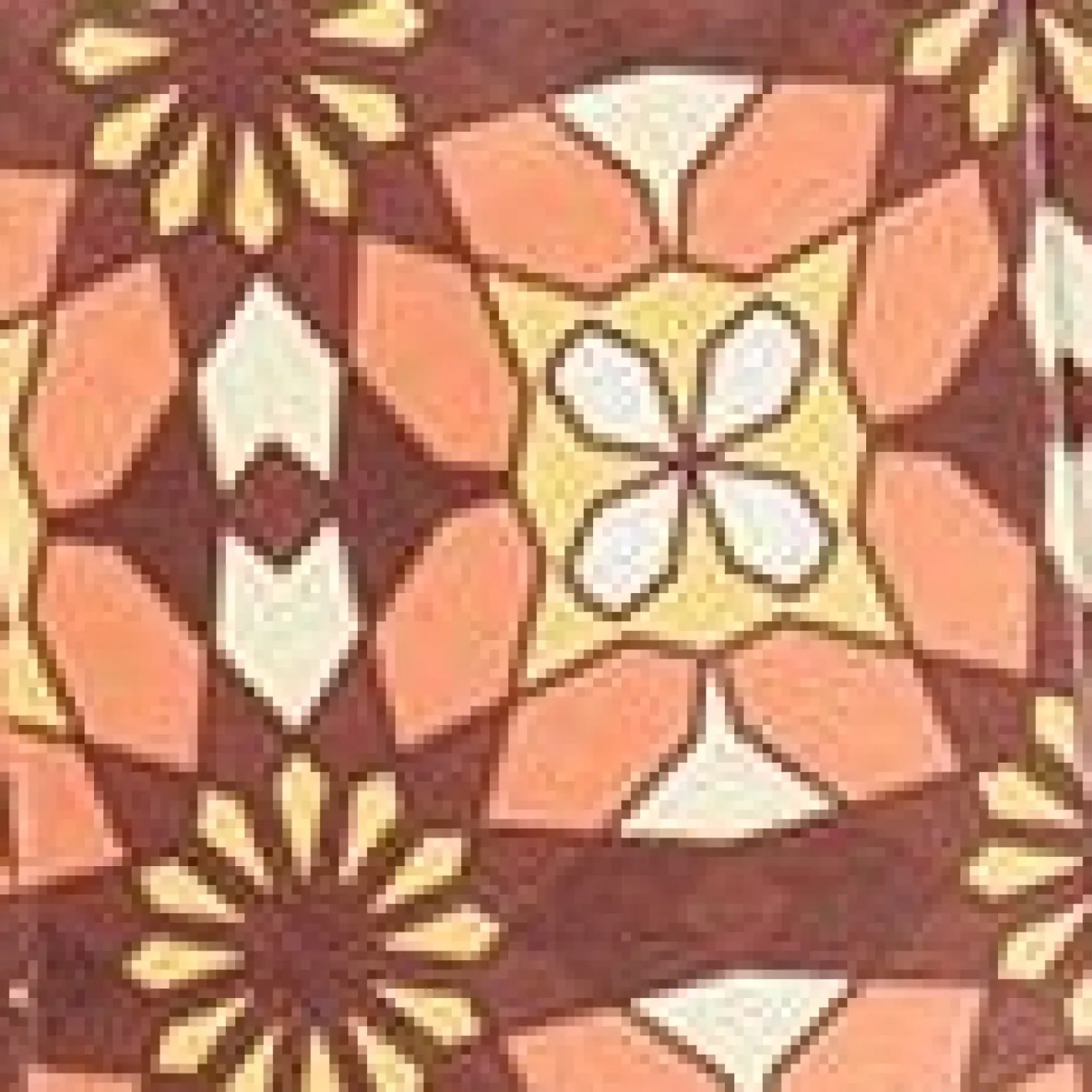 Unique Vintage Pants>1970s Orange & Brown Mosaic Flare Pants