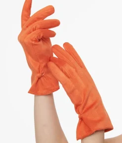 Unique Vintage Gloves & Scarves>1950s Orange Suede Gloves