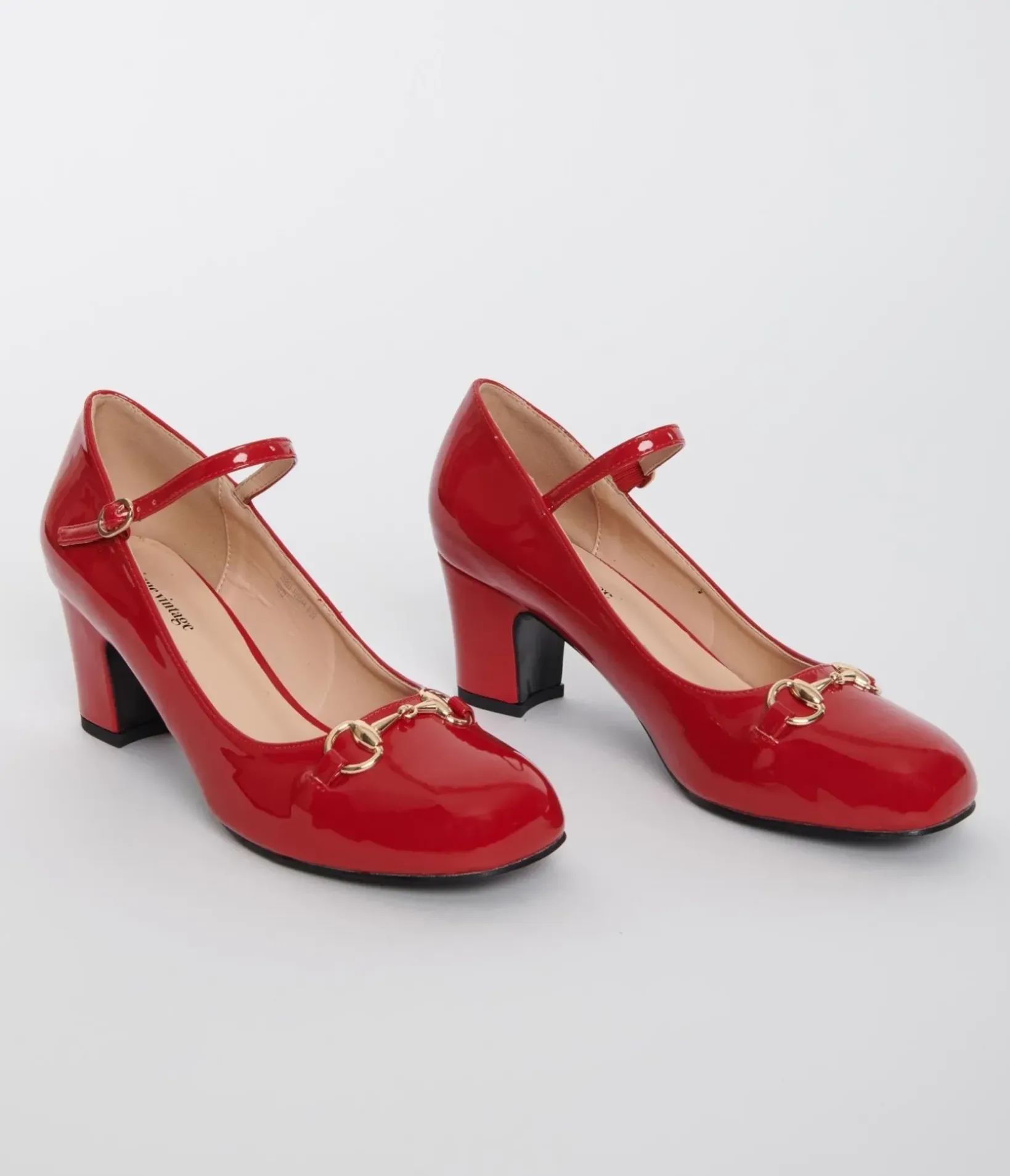 Unique Vintage Heels|All Things Red>1970s Red Patent Leatherette Mary Jane Heels