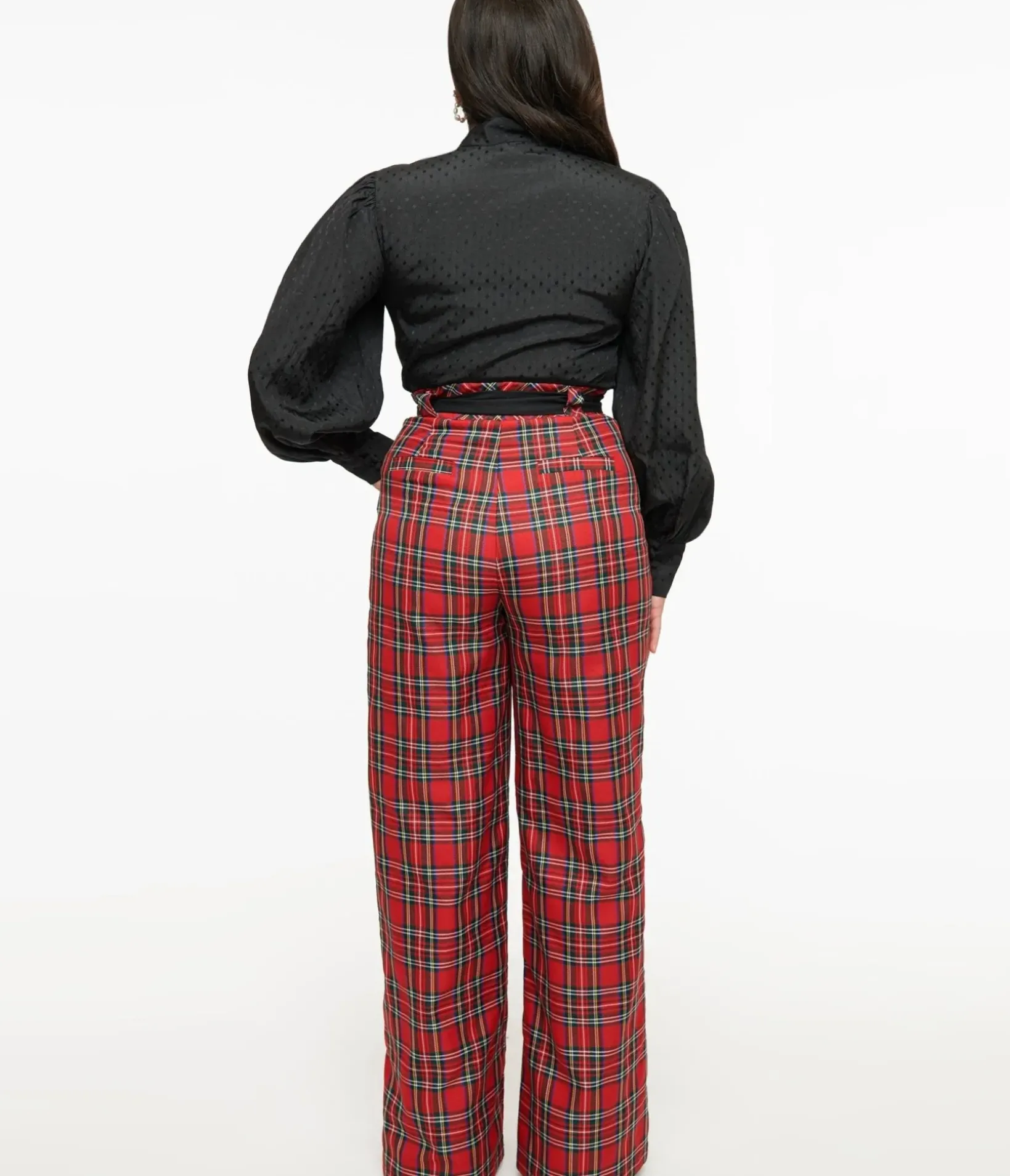 Unique Vintage Pants|Work Wear>1950s Red Plaid Wide Leg Trousers