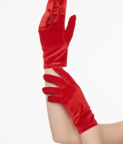 Unique Vintage All Things Red|Gloves & Scarves>1950s Red Velvet Gloves