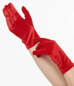 Unique Vintage All Things Red|Gloves & Scarves>1950s Red Velvet Gloves