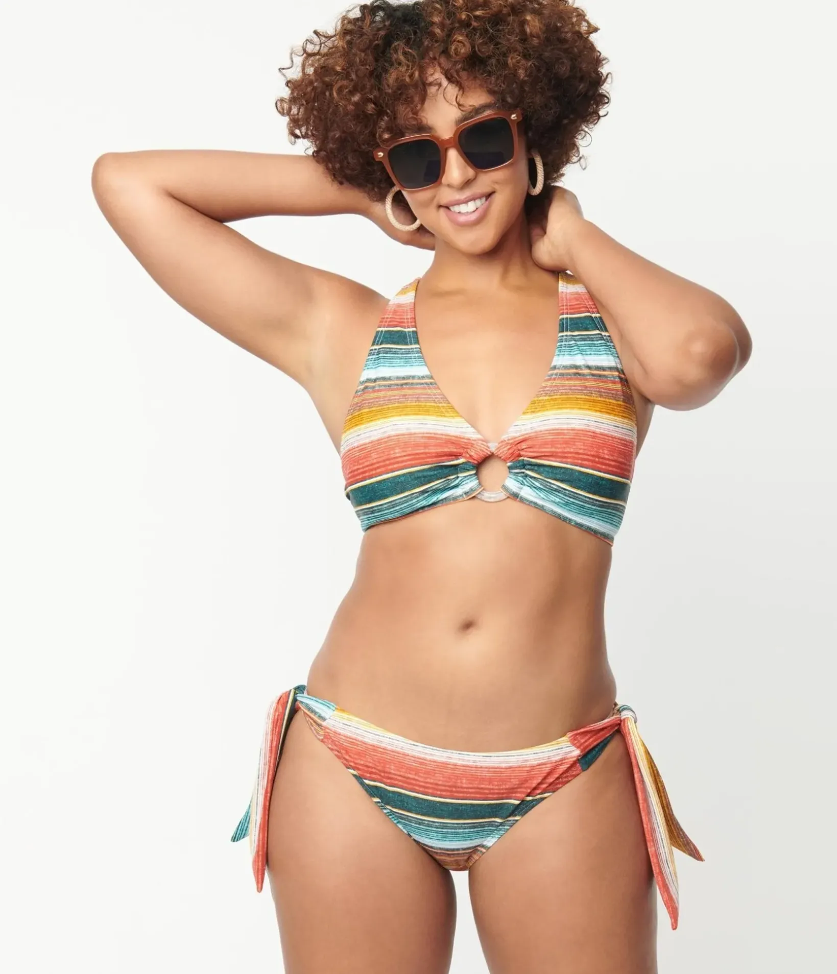 Unique Vintage Swim Bottoms|Two Piece Swim>1970s Serape Stripe Sweet & Sash-y Swim Bottom