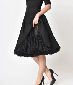 Unique Vintage All Things Black|Halloween>1950s Style Black Ruffled Petticoat Crinoline