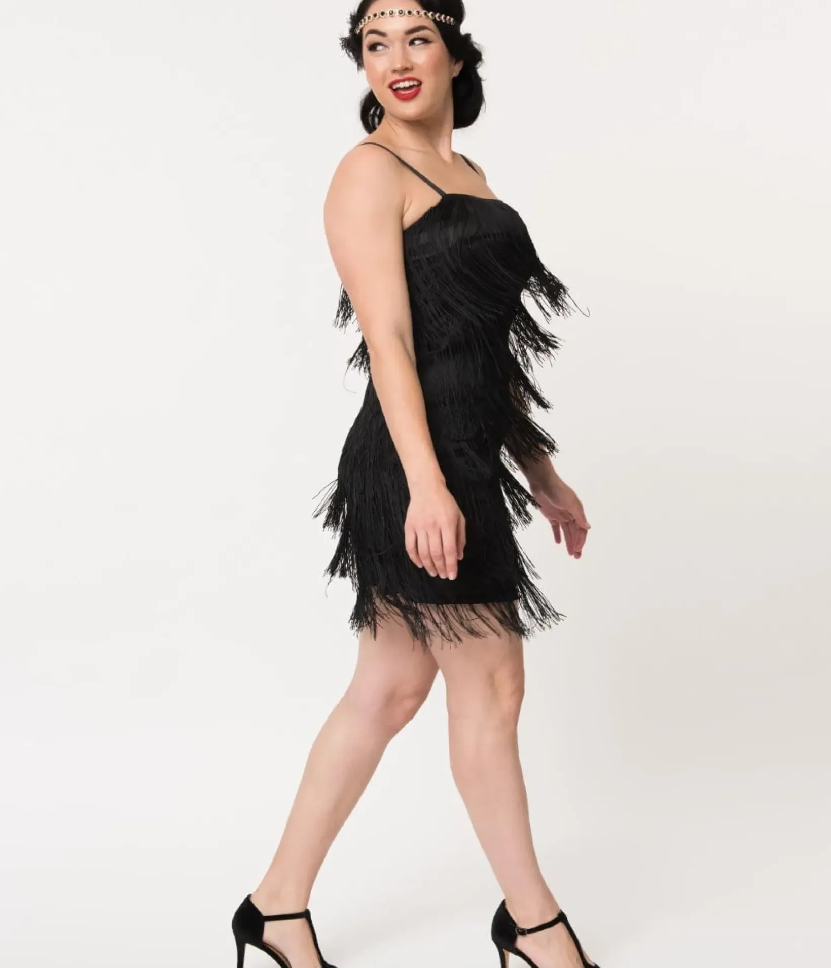 Unique Vintage Everyday Dresses|Special Occasion>1920s Style Black Speakeasy Tiered Fringe Flapper Dress
