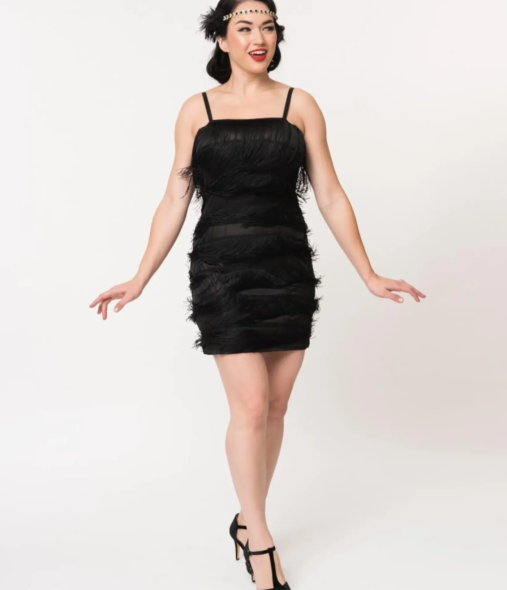 Unique Vintage Everyday Dresses|Special Occasion>1920s Style Black Speakeasy Tiered Fringe Flapper Dress
