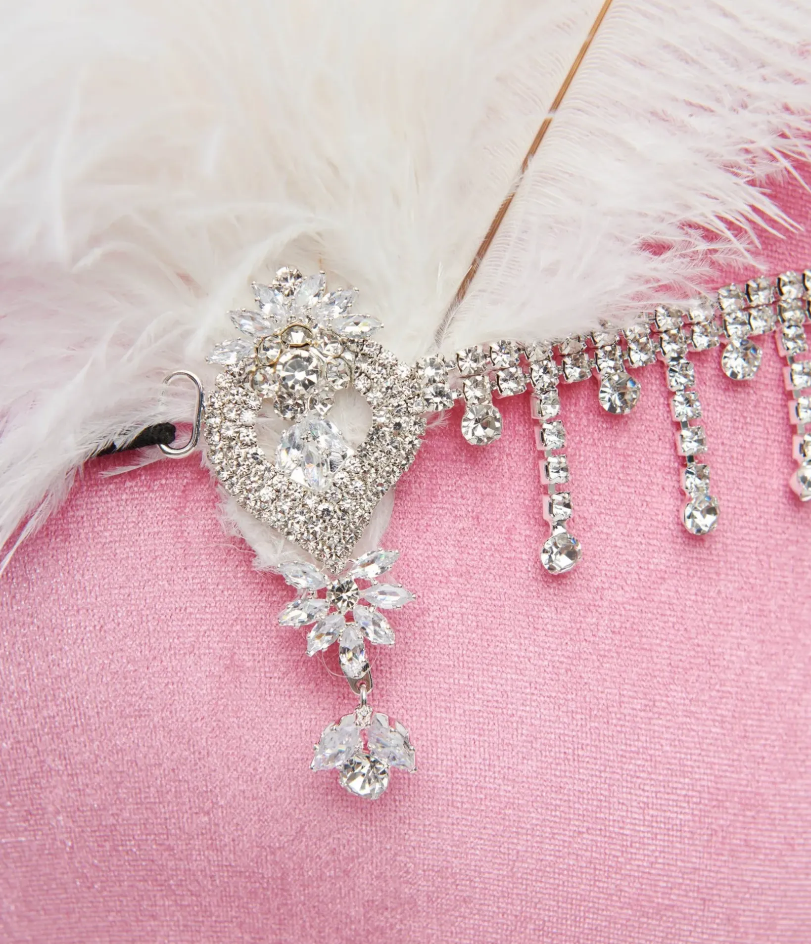 Unique Vintage Special Occasion|Flapper Accessories>1920s White Feather & Silver Rhinestone Headband