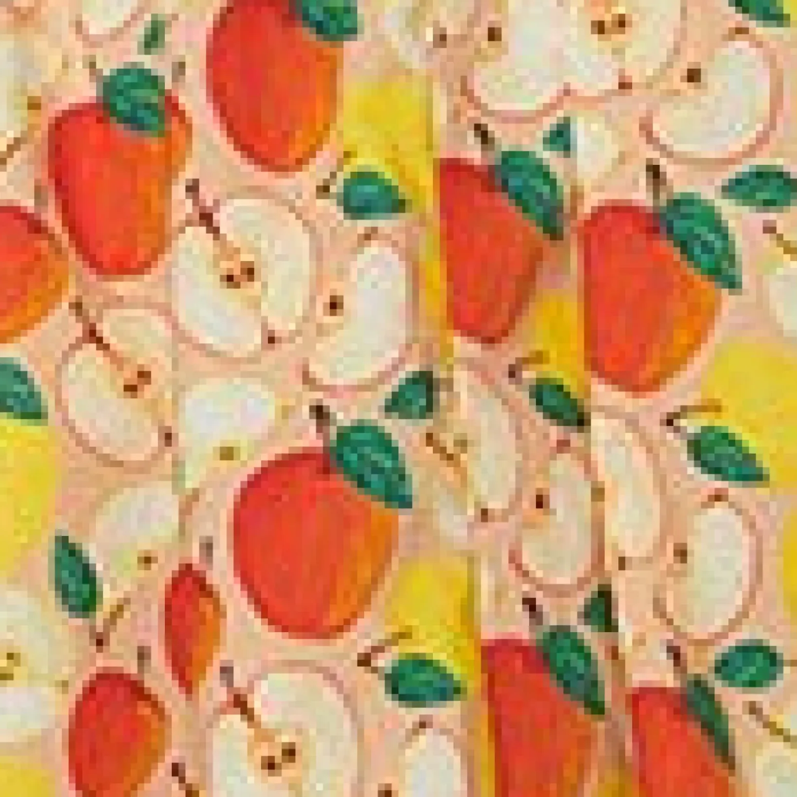 Unique Vintage Swing|Pocket Dresses>1950s Yellow & Red Apple Print Cotton Halter Swing Dress