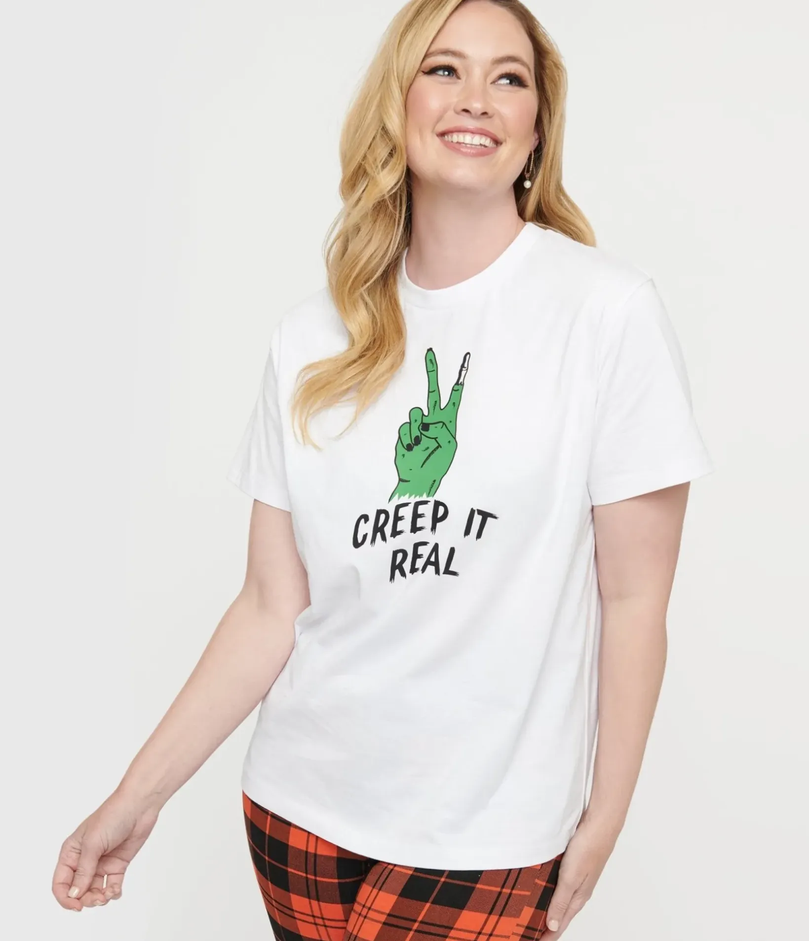 Unique Vintage Graphic Tees|Halloween>White Creep It Real Unisex Graphic Tee